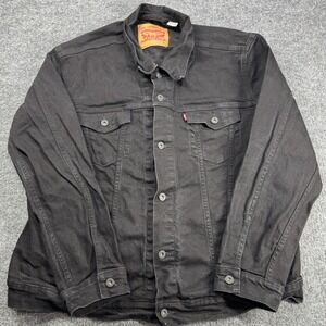 Levis Trucker Jacket Mens XL Black Denim Button Up Casual Outerwear